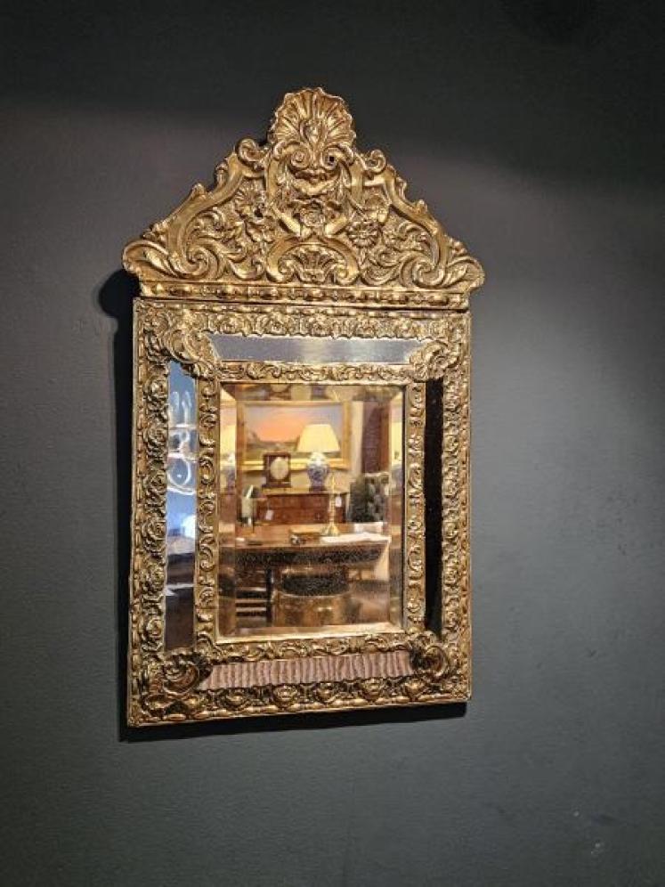 Pair of Victorian Brass Cushion Frame Mirrors - Image 3