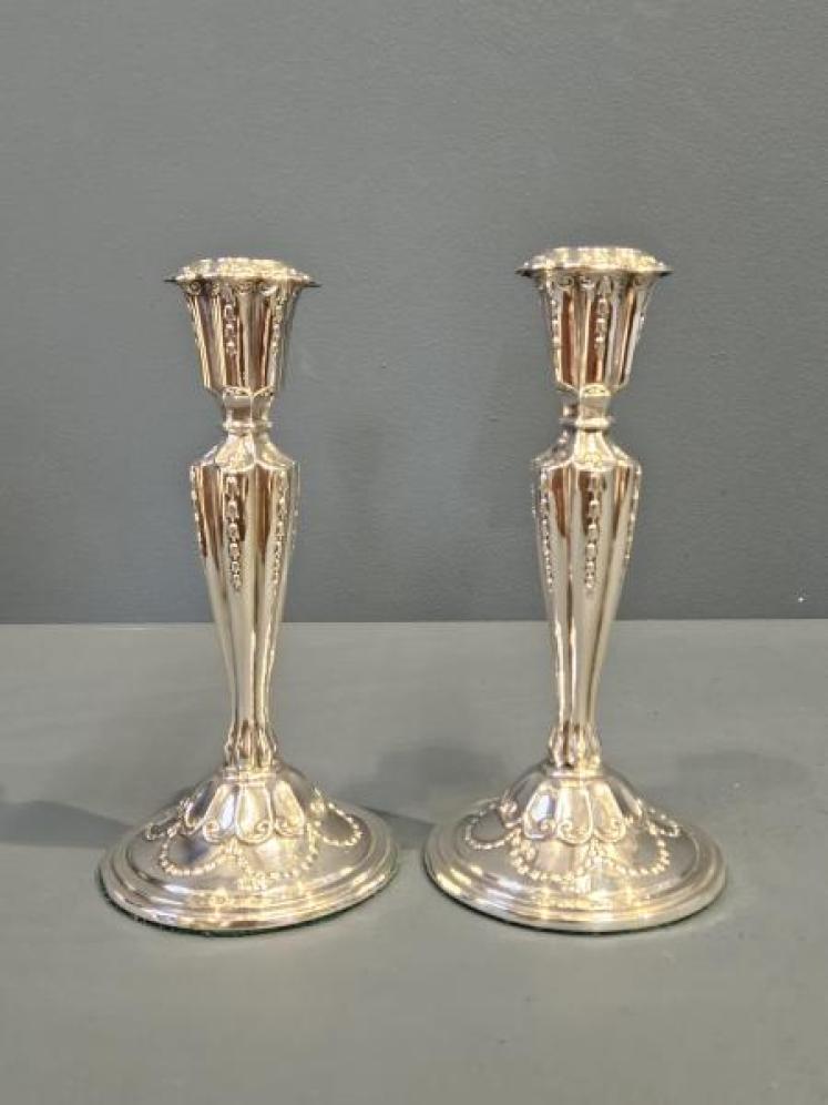 Pair of Victorian Silver Candlesticks  - Image 1