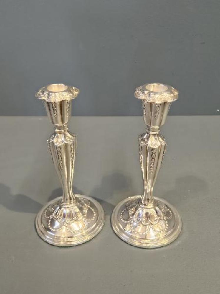 Pair of Victorian Silver Candlesticks  - Image 5