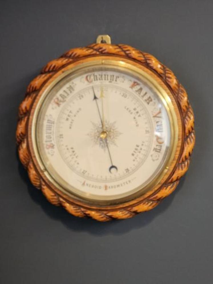 Victorian Carved Oak Ships Barometer - Image 1