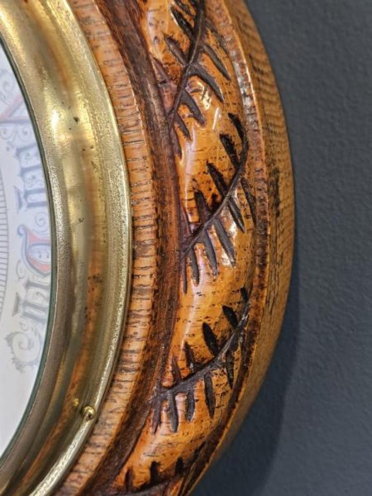 Victorian Carved Oak Ships Barometer - Image 4