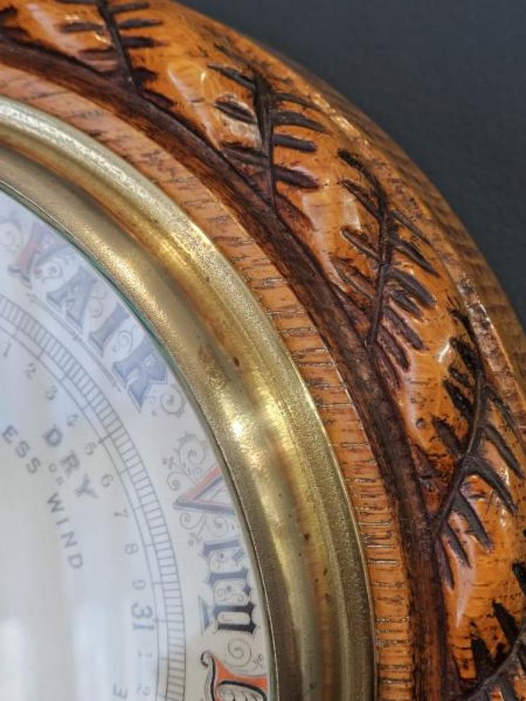 Victorian Carved Oak Ships Barometer - Image 5