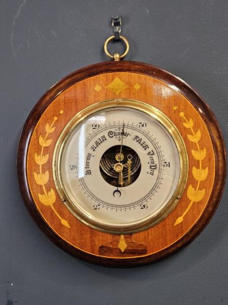 Edwardian Inlaid Silvered Dial Barometer - Image 1