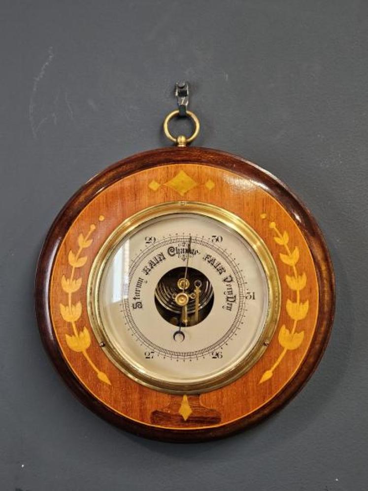 Edwardian Inlaid Silvered Dial Barometer - Image 2