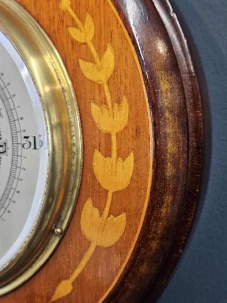 Edwardian Inlaid Silvered Dial Barometer - Image 3
