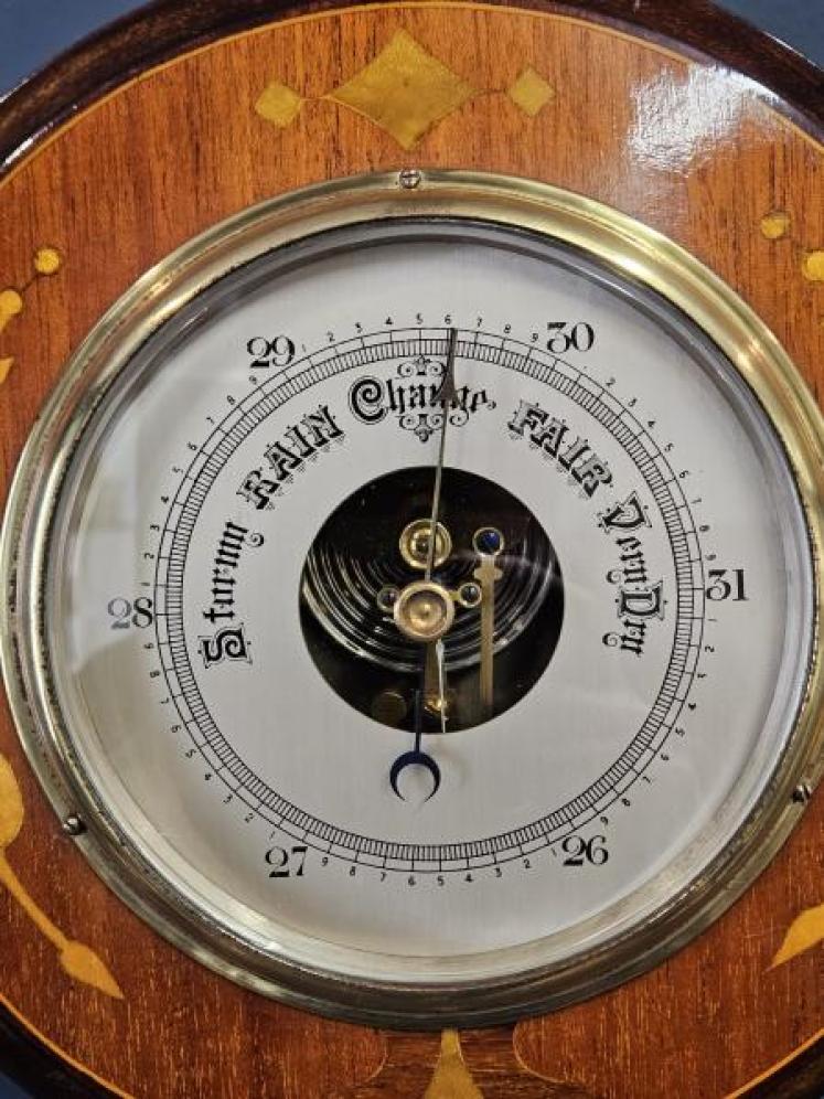 Edwardian Inlaid Silvered Dial Barometer - Image 4