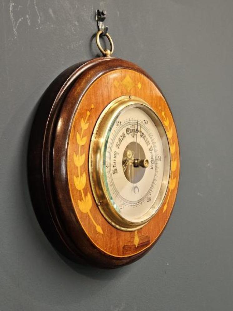 Edwardian Inlaid Silvered Dial Barometer - Image 6
