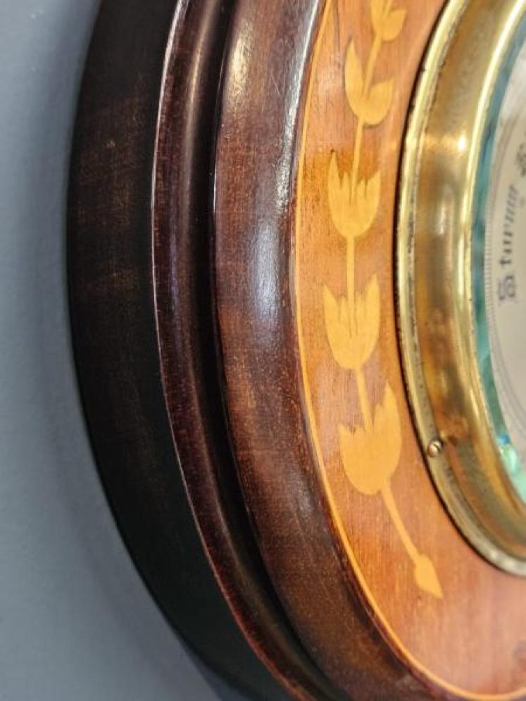 Edwardian Inlaid Silvered Dial Barometer - Image 7