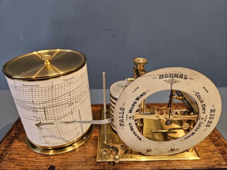 Late Victorian Oak Barograph  - Image 2