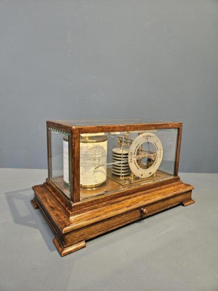 Late Victorian Oak Barograph  - Image 3
