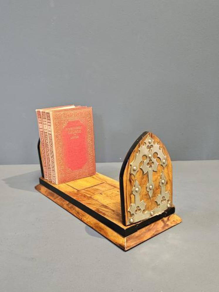 Victorian Brass Trimmed Walnut Book Slide - Image 1
