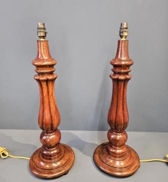 Pair of Large Mahogany Country House Table Lamps