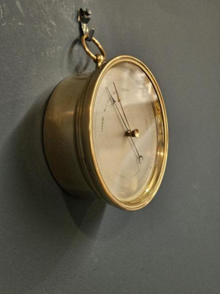 Victorian Marine Barometer with Silvered Dial - Image 5
