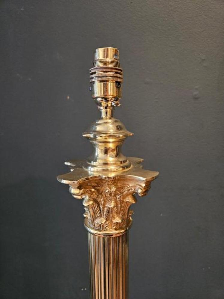 Top Quality Edwardian Brass Corinthian Column Lamp Standard - Image 5