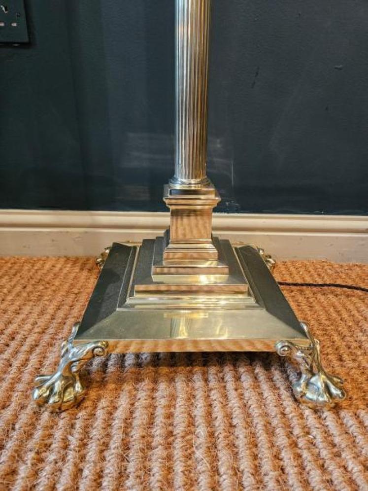 Top Quality Edwardian Brass Corinthian Column Lamp Standard - Image 7