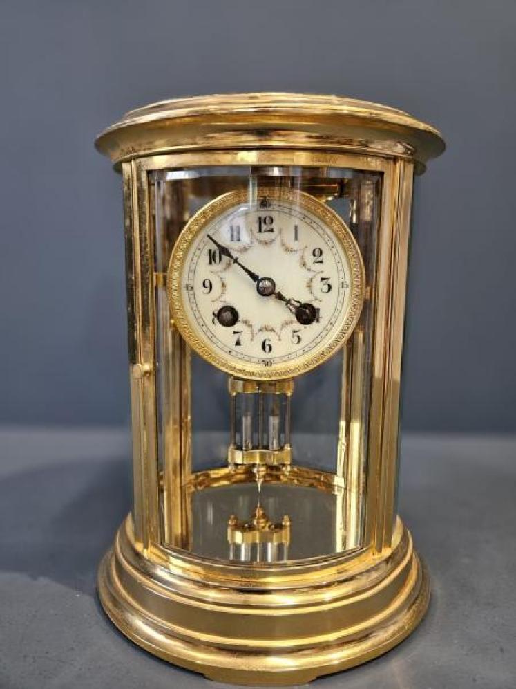 Victorian Gilt Brass Four Glass Mantel Clock - Image 1