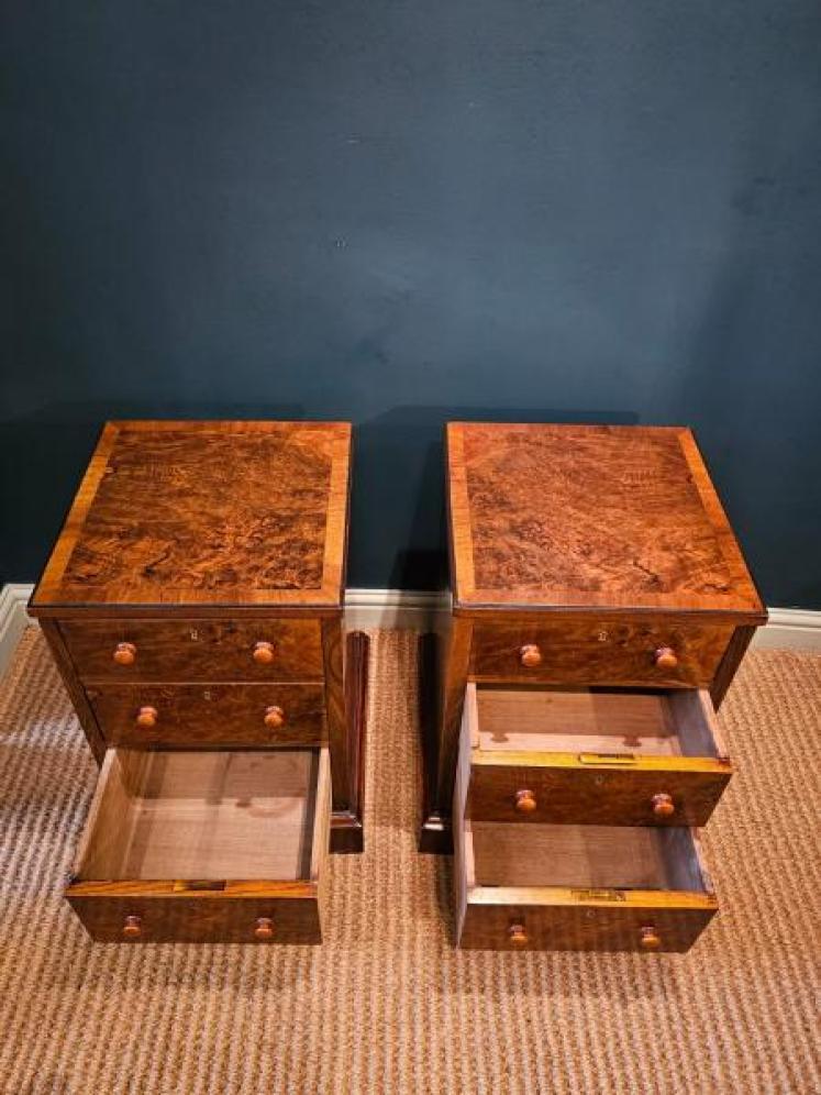 Pair of Victorian Walnut Bedside Chests - Image 5