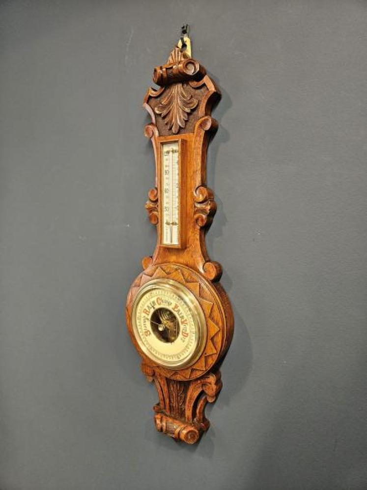 Small Victorian Oak Banjo Barometer - Image 2