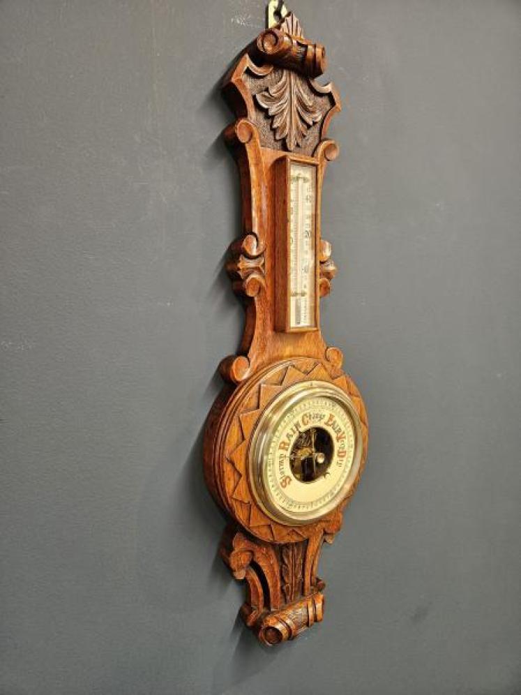 Small Victorian Oak Banjo Barometer - Image 6