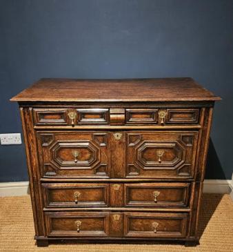 James II Period Oak Geometric Chest