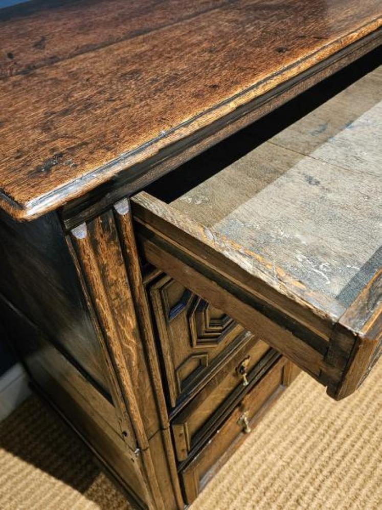 James II Period Oak Geometric Chest - Image 2