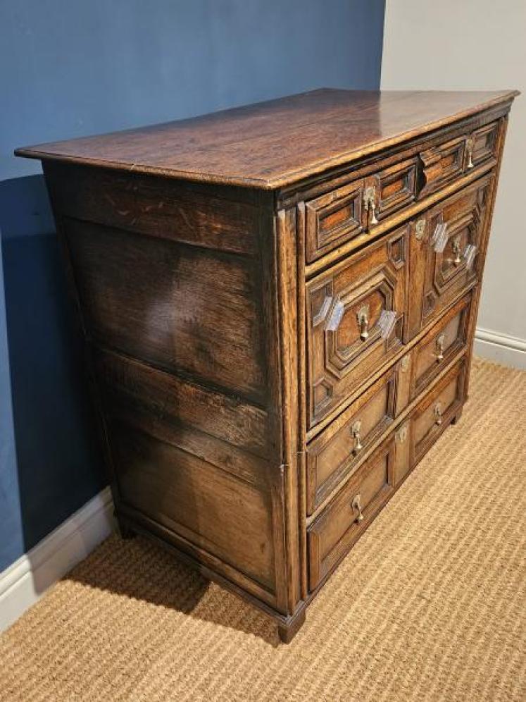 James II Period Oak Geometric Chest - Image 5