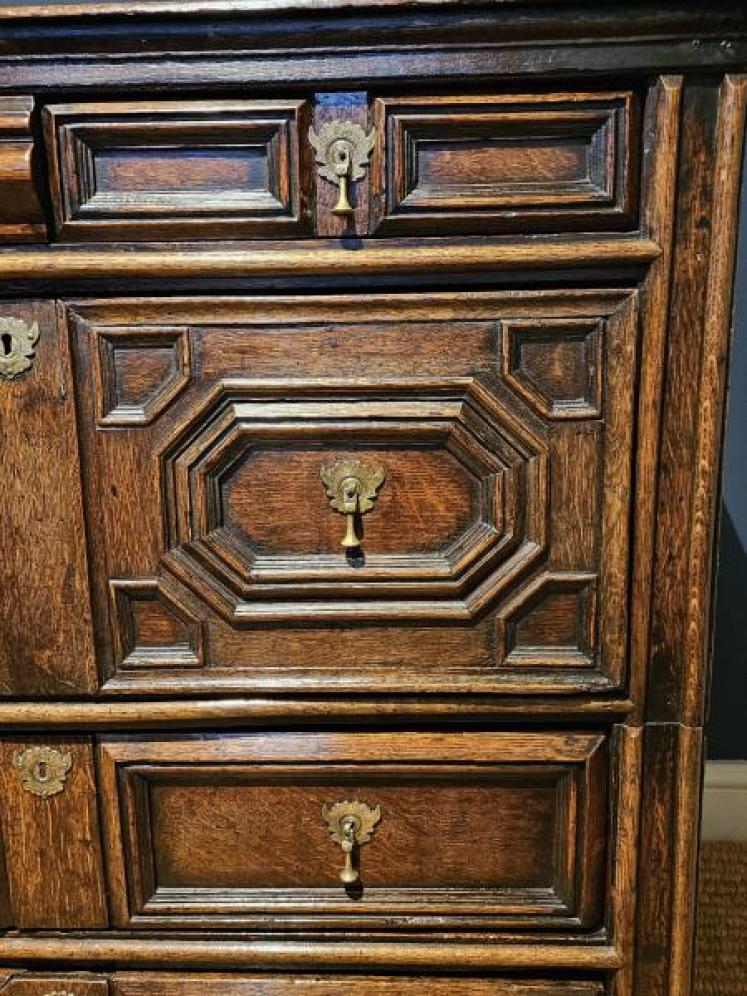 James II Period Oak Geometric Chest - Image 6