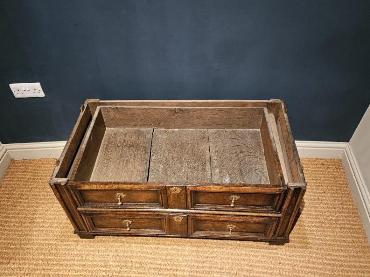 James II Period Oak Geometric Chest - Image 7