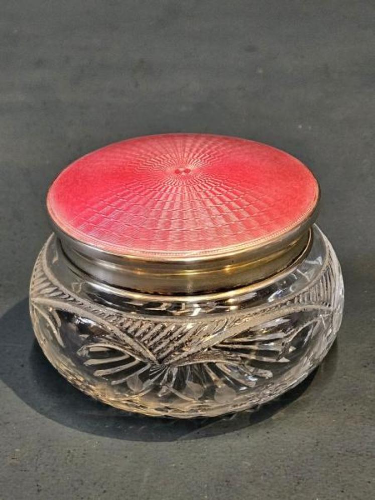 George V Silver and Enamel Powder Jar - Image 2