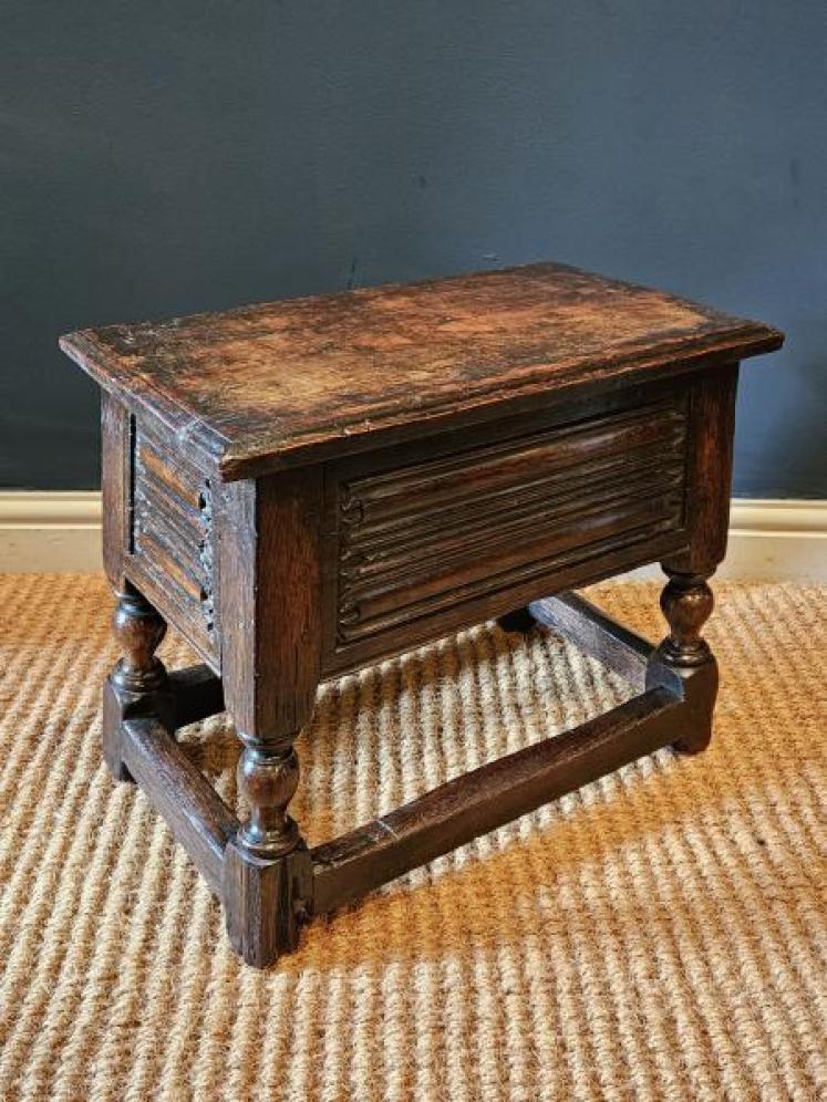 Early Oak Box Stool - Image 4