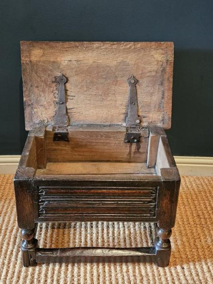 Early Oak Box Stool - Image 6