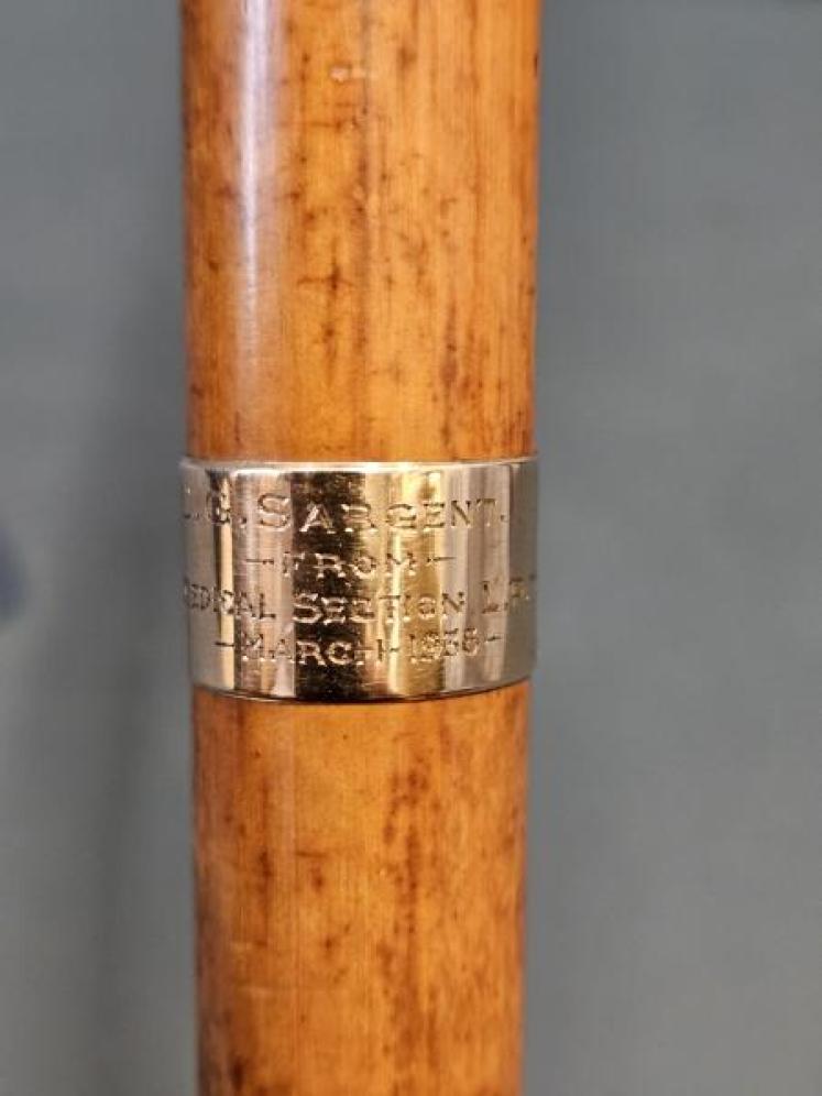9ct Gold Mounted Birds Eye Maple Walking Stick - Image 6