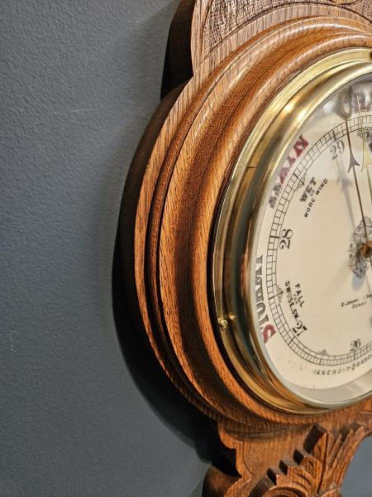 Victorian Figured Oak Banjo Barometer - Image 6