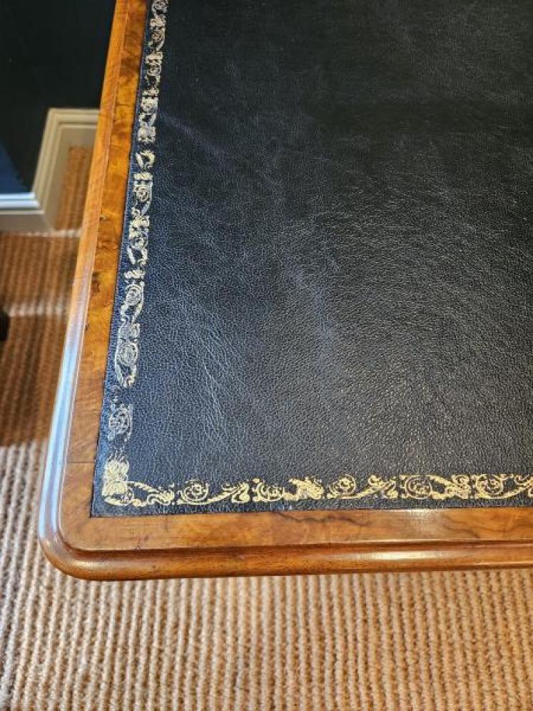 Victorian Burr Walnut Pedestal Desk - Image 3