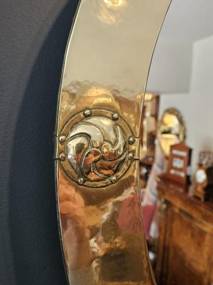 Arts & Crafts Brass Framed Mirror - Image 5
