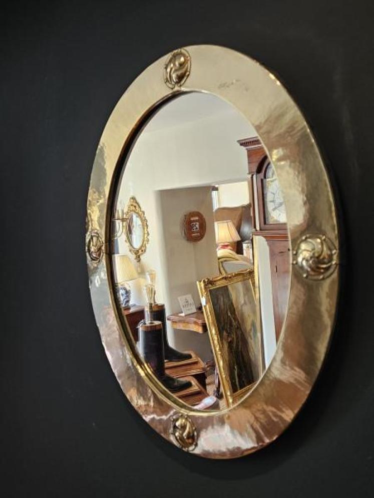 Arts & Crafts Brass Framed Mirror - Image 6