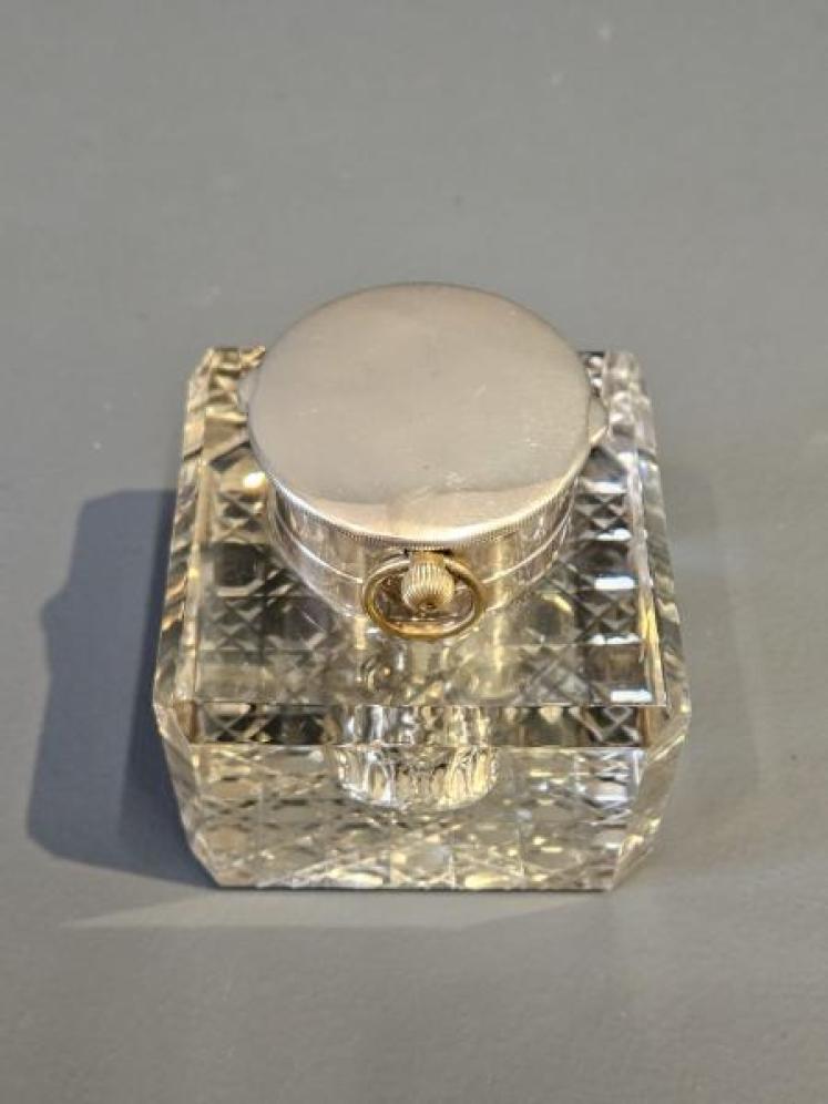 Edwardian Silver Ink Well and Pocket Watch Holder - Image 6