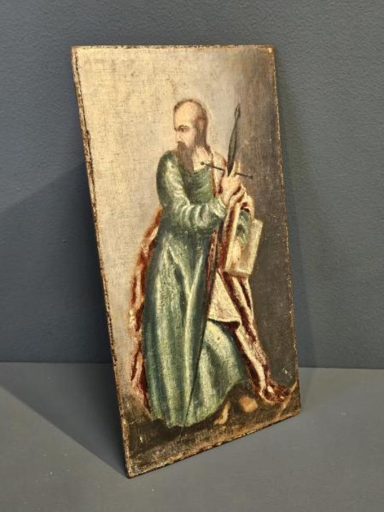 Victorian Oil on Canvas Icon of an Apostle - Image 2