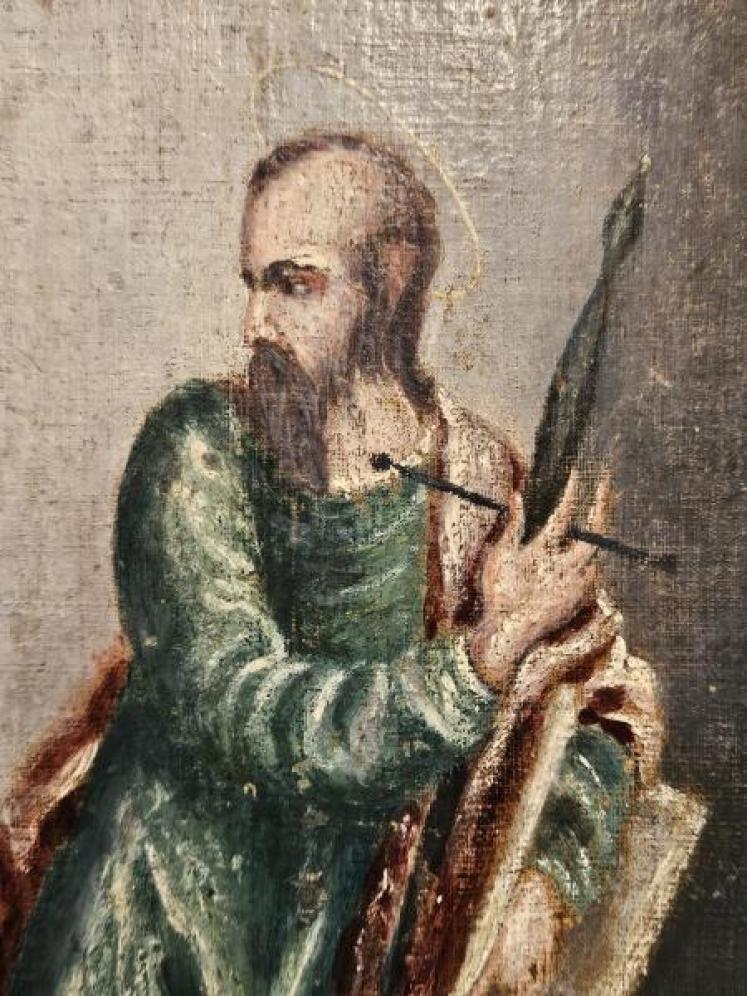 Victorian Oil on Canvas Icon of an Apostle - Image 4