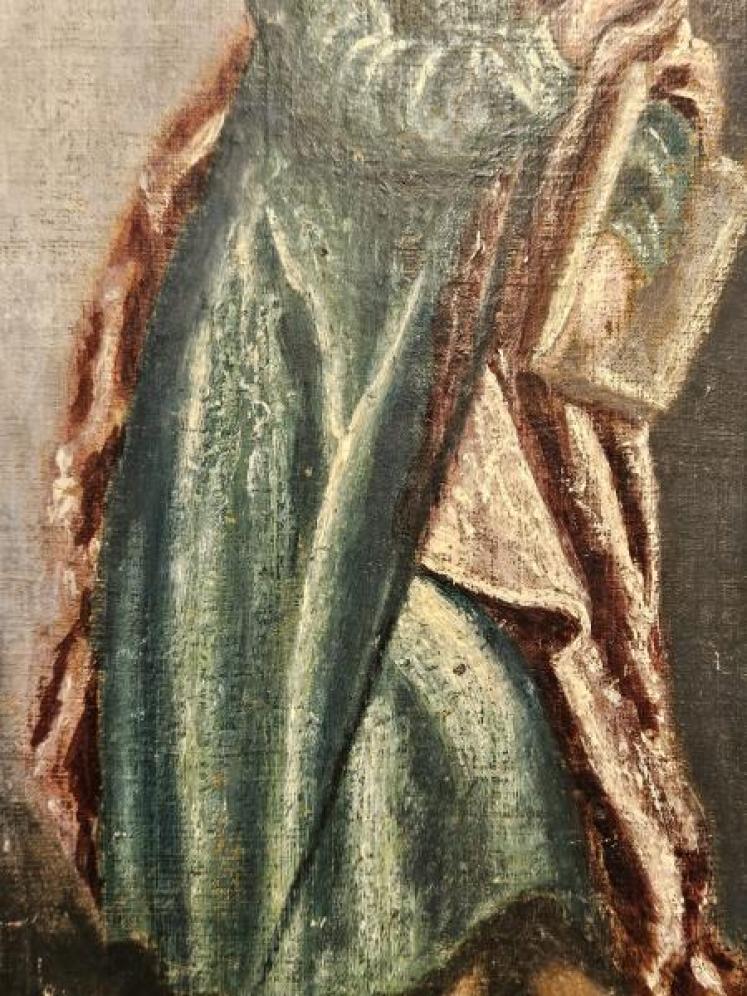 Victorian Oil on Canvas Icon of an Apostle - Image 5