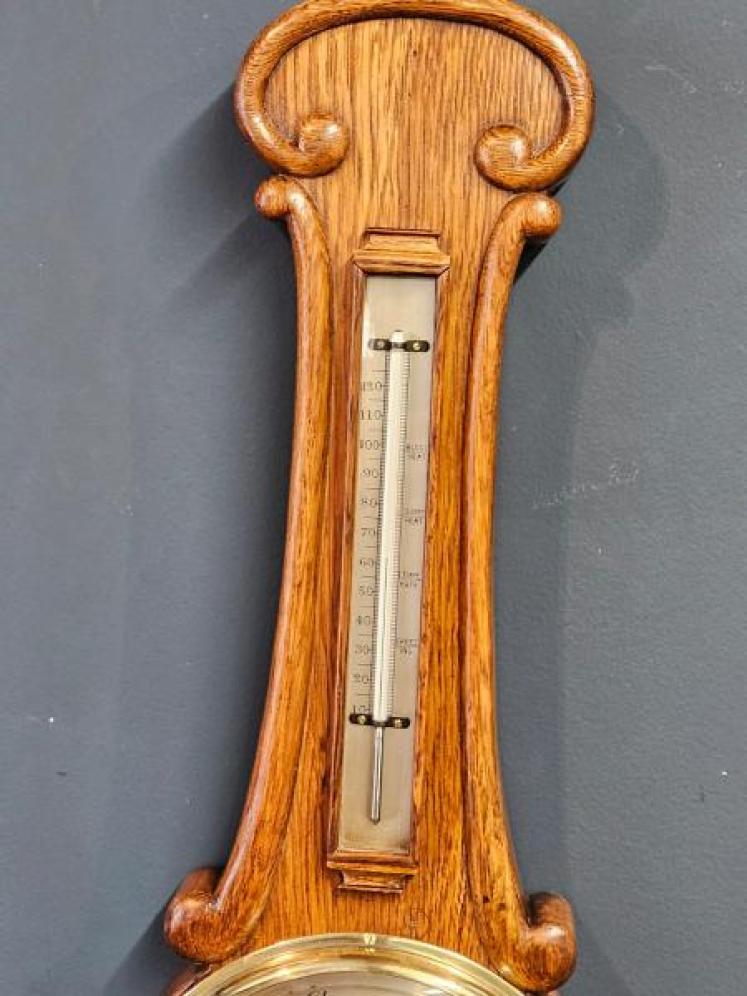 Small Victorian Oak Aneroid Banjo Barometer - Image 2