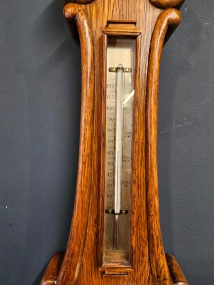 Small Victorian Oak Aneroid Banjo Barometer - Image 6
