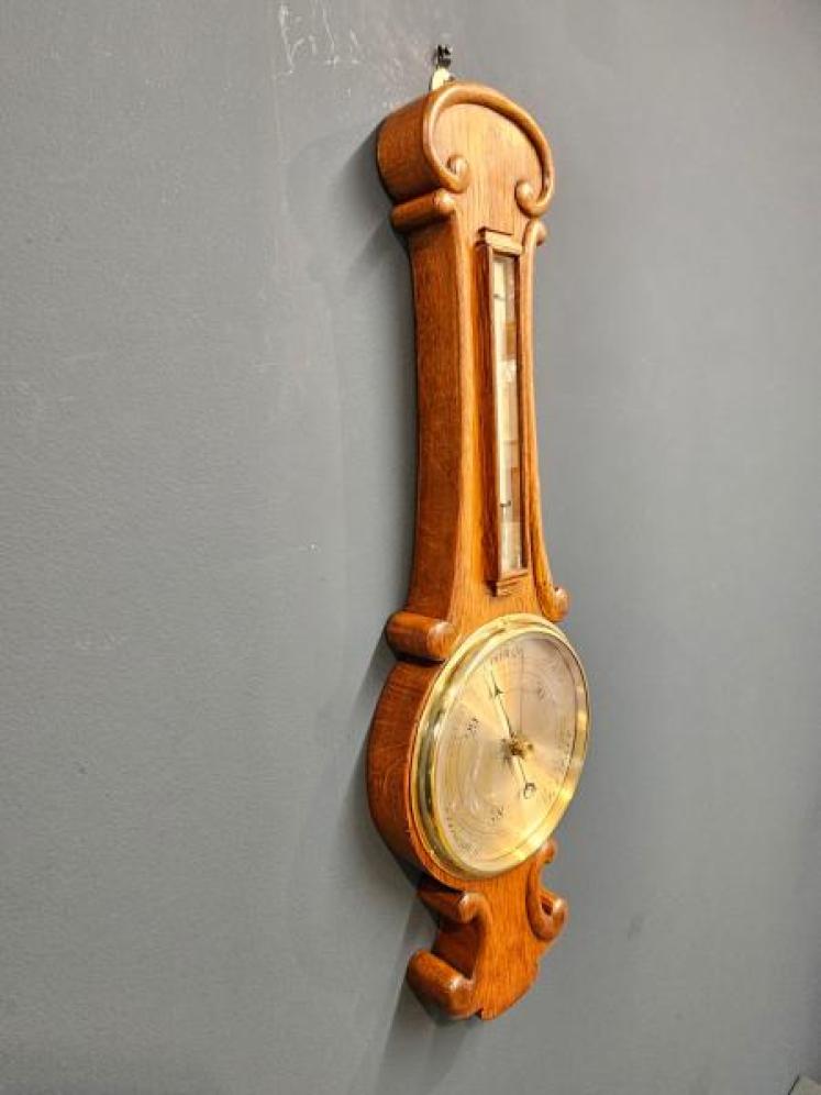 Small Victorian Oak Aneroid Banjo Barometer - Image 7