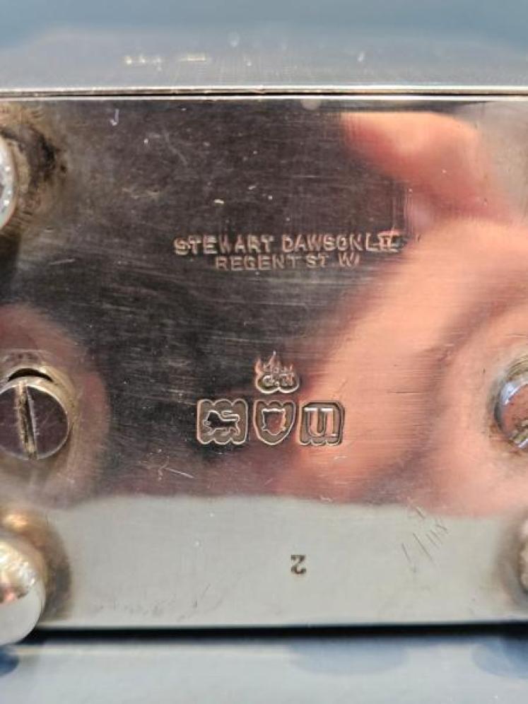 George V Engine Turned Silver Carriage Clock - Image 7
