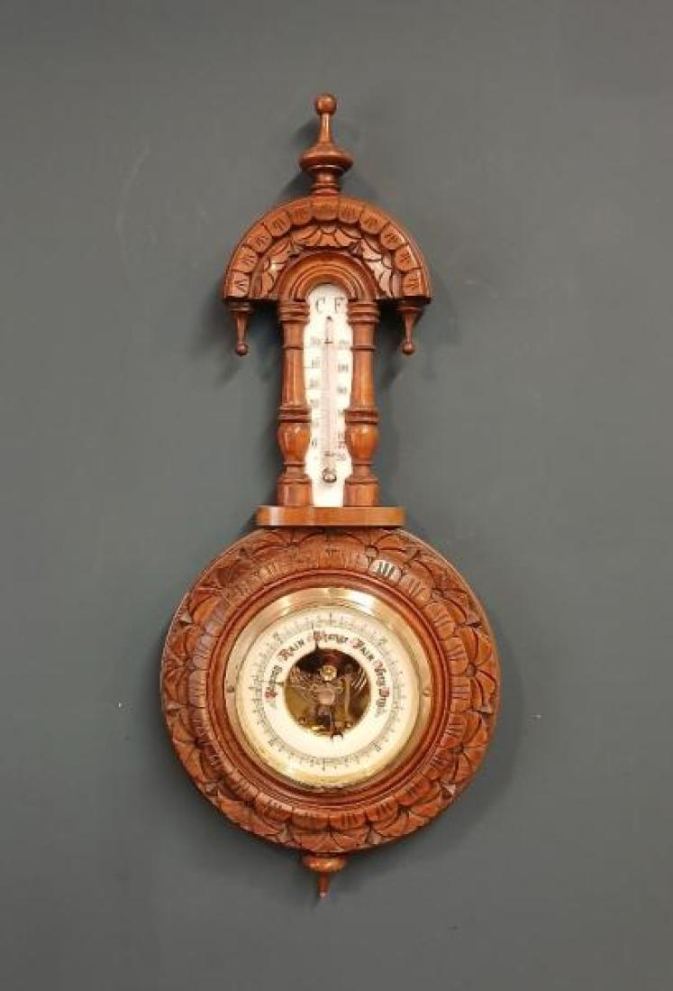 Victorian Walnut Pendant Banjo Barometer - Image 1