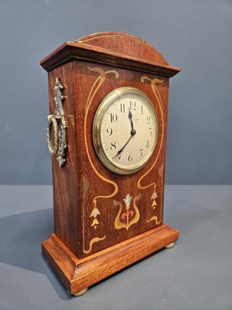 Superb Edwardian Art Nouveau Inlaid Mantel Clock - Image 2