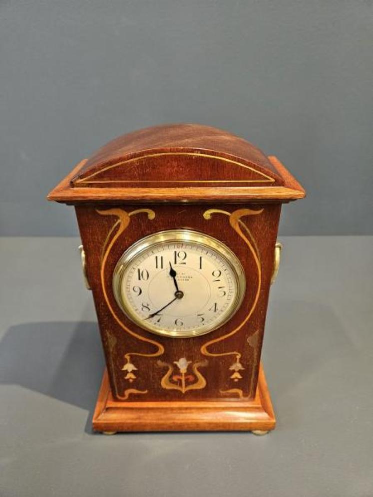 Superb Edwardian Art Nouveau Inlaid Mantel Clock - Image 5