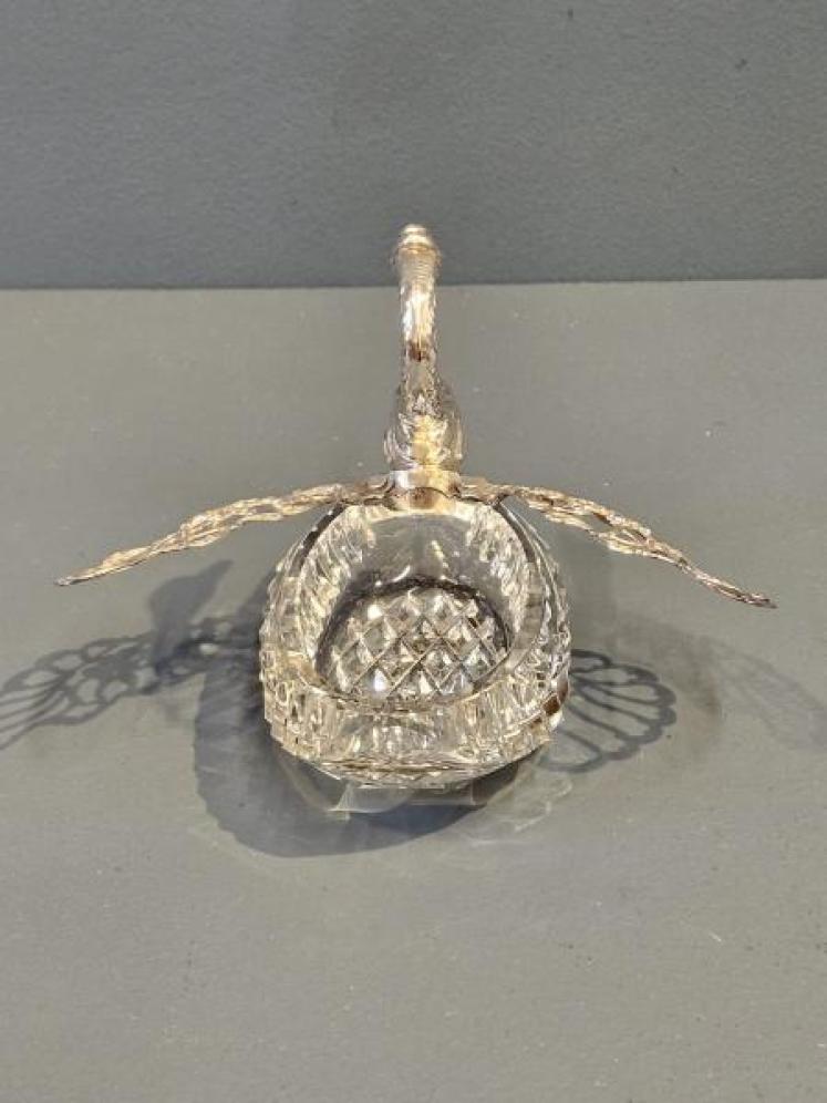 Edwardian Silver and Crystal Swan Bon Bon Dish - Image 5