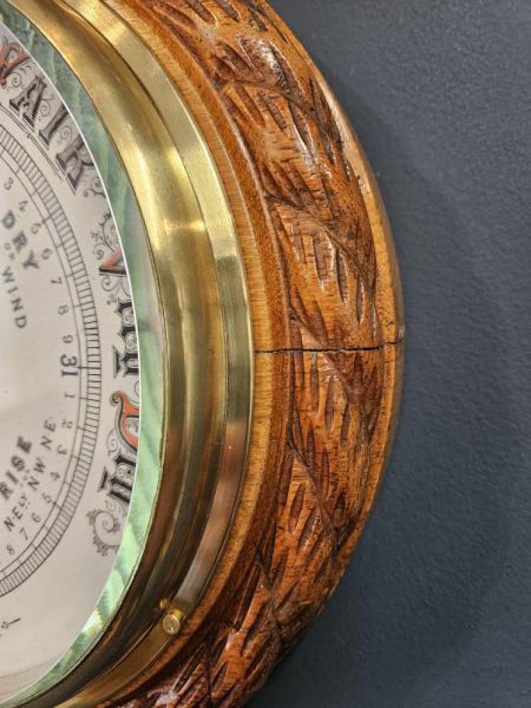 Victorian Rope Twist Oak Cased Ships Barometer - Image 3