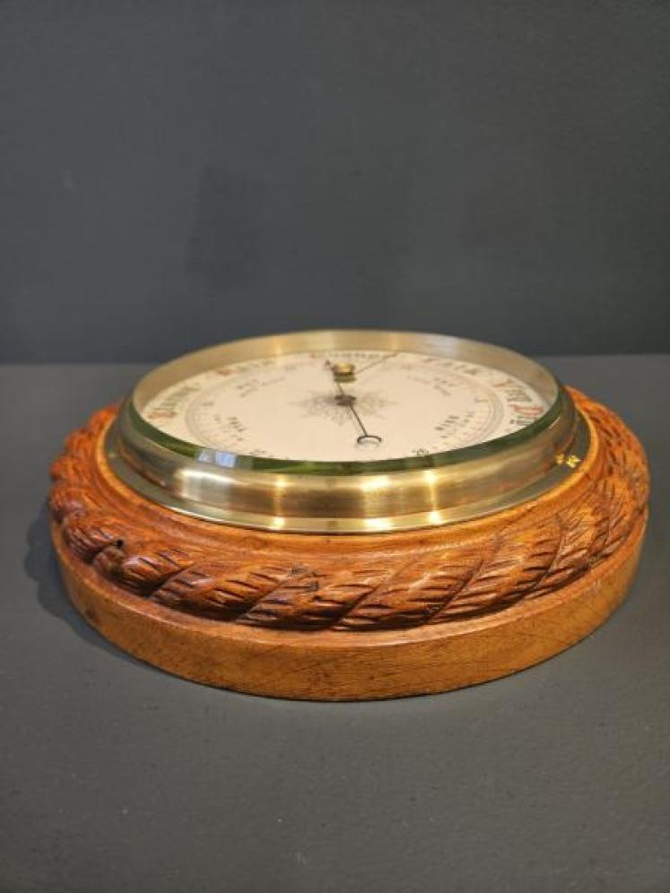 Victorian Rope Twist Oak Cased Ships Barometer - Image 5